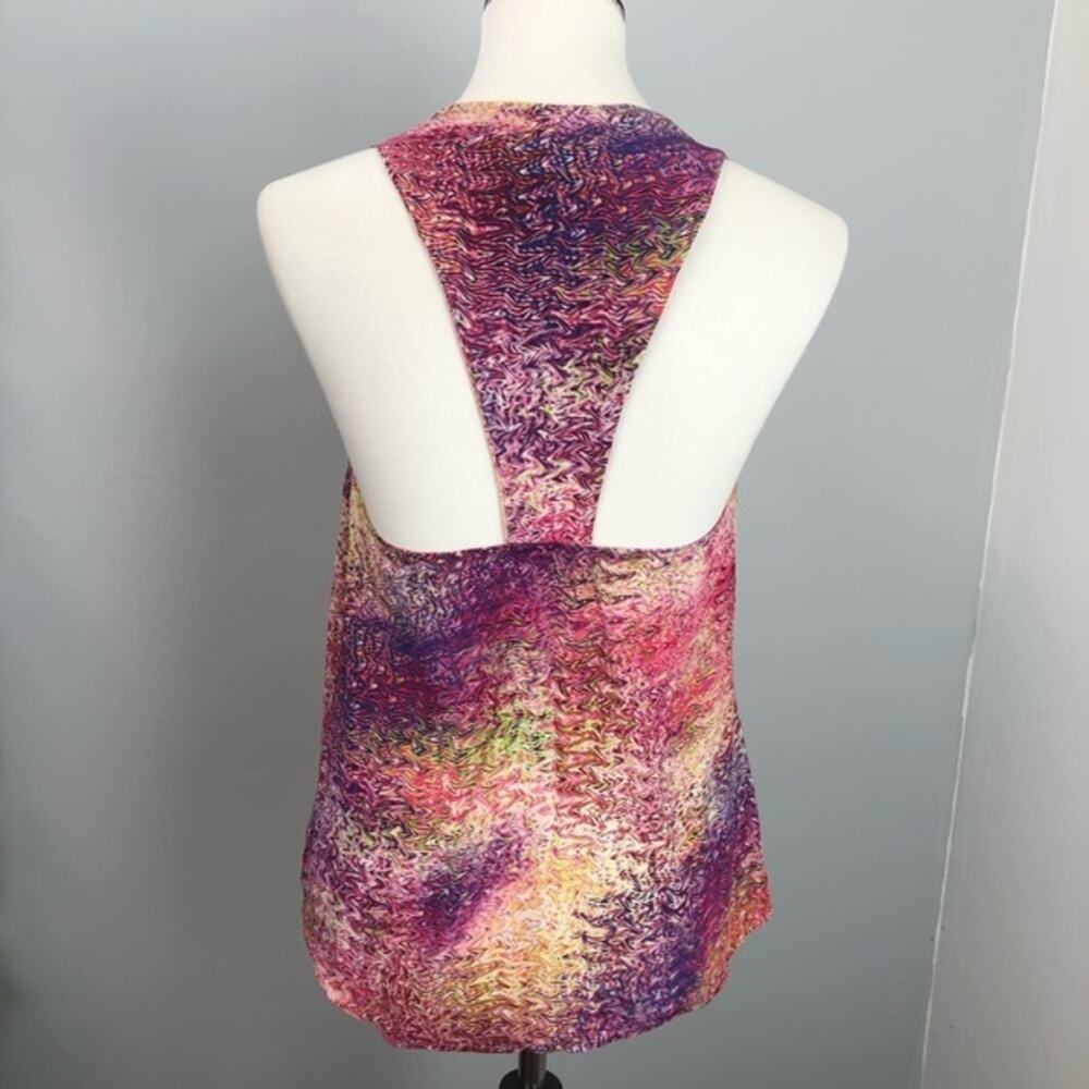 Alexis Silk Racerback Colorful Watercolor Sleeveless Racerback Tank Top Small - Picture 4 of 7